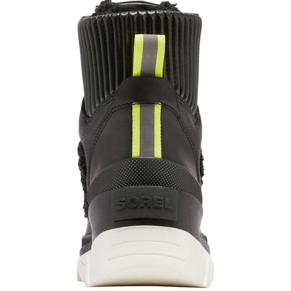 Sorel Brex Fleece Black Leather Waterproof Boots Size 6 - Picture 4 of 9